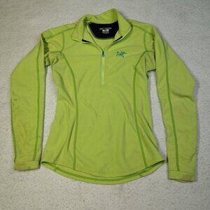 Arcteryx Delta LT Fleece Pullover Womens Lime Green Waffle Grid Sweater Small